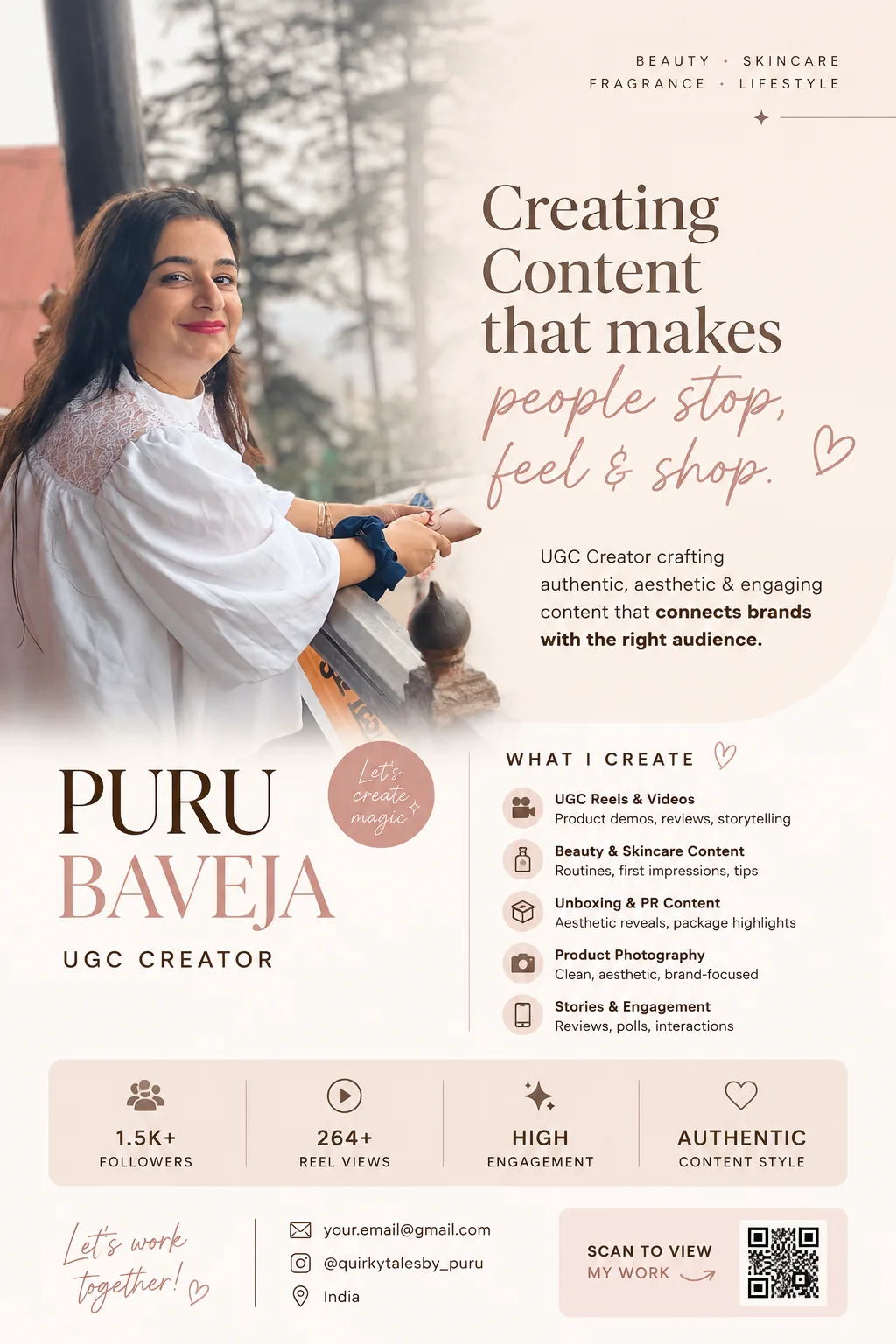 Puru Baveja, UGC creator, smiling outdoors